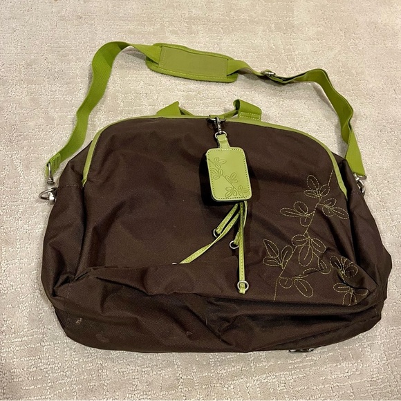 American Tourister Handbags - American Tourister Brown and Green Floral Women's Travel Bag